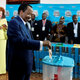 Cameroonian President Paul Biya casts his ballot while his wife Chantal watches during the presidential election in Yaounde, Cameroon October 7, 2018.